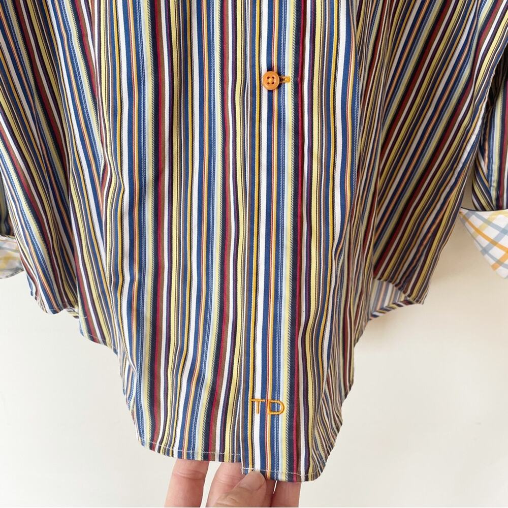 Thomas Dean Multicolored Striped Button Down Shirt XL - Picture 5 of 7